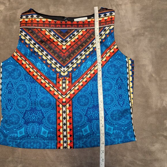 Bisou Bisou Sleeveless Top Multicolor Geometric Design Size L - Picture 9 of 11